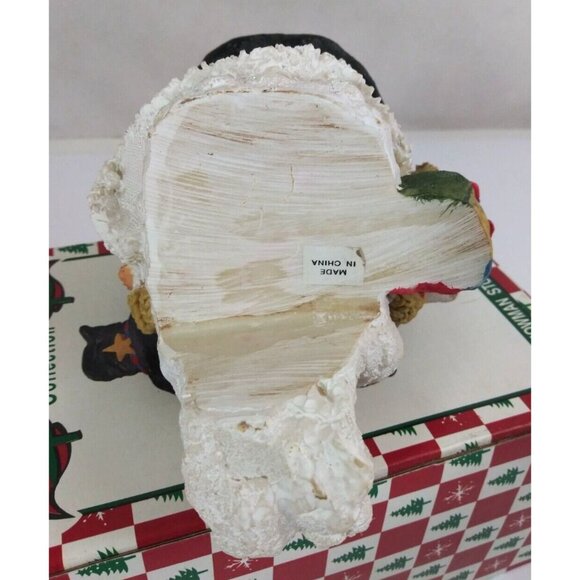 Vtg World Bazaars Holiday Collection Snowman Holding Teddy 7.5" Stocking Hanger - Picture 6 of 14